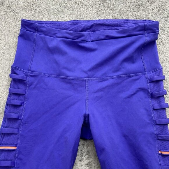 Lululemon Leggings Women 8 Breezy Crop Iris Flower Activewear Athleisure Workout - Picture 6 of 15